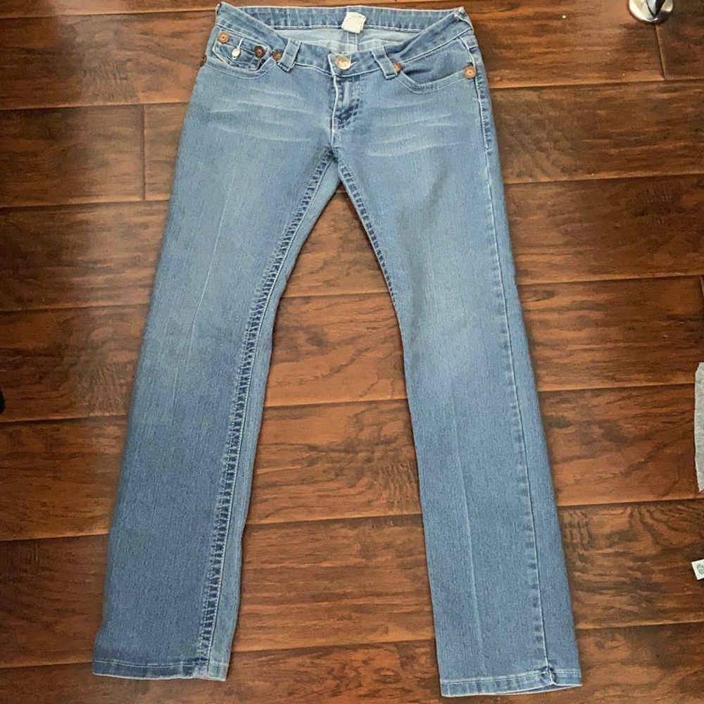 True Religion Joey Super T Blue Distressed Denim Jeans Casual Event Party - Picture 4 of 11